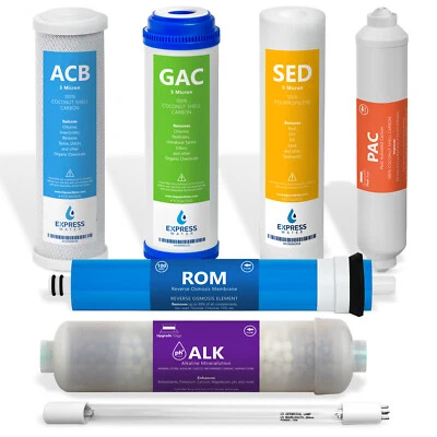 6 Month Alkaline Ultraviolet Reverse Osmosis Replacement Set – 7 Filter – 100GPD - Image 1 of 4