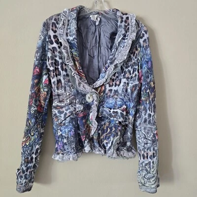 Alberto Makali Women’s Blazer Art To Wear Size Medium Gray Multicolor Vintage - Image 1 of 4