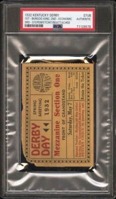 KENTUCKY DERBY BURGOO KING Mezzanine 1932 TICKET STUB PSA - Image 1 of 2