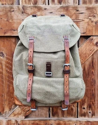 Robuster, alter Schweizer Armee Rucksack, Segeltuch & Leder Original 1958, Nr.39 - Bild 1 von 4