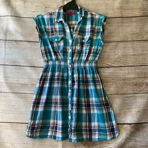 BooHoo Check Dress ~ Size 10 Women's ~ Sleeveless, Collar, Elastic Waist - Picture 1 of 8