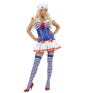 Matrosin Kostüm Matrosen Damenkostüm Luxus blau-weiß-rot Mütze Karneval Fasching
