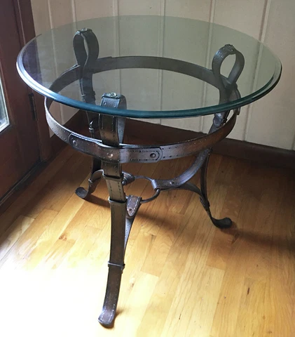 Vintage Adnet Hermes Style Western Equestrian Strap Coffee / Side Table Cover