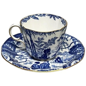 Taza y platillo vintage Mikado Royal Crown Derby azul cobalto Inglaterra como se lee - Imagen 1 de 10