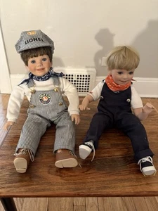 2 Vintage Danbury Mint Collector Doll Lionel Train "Conductors Joshua & Tyler - Picture 1 of 8