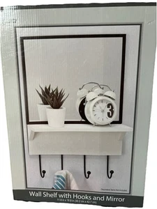 Trueliving Wall Shelf With Hooks And Mirror - Picture 1 of 2