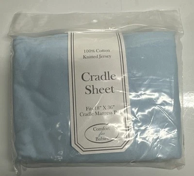 American Baby Company 100 Cotton Knitted Jersey Cradle Mattress Sheet 18x36 Blue - Image 1 of 2