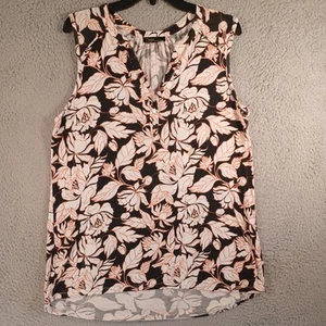 Dalia Womens Multicolor Floral Top Size Large V-Neck Sleeveless Buttons Classic - Picture 1 of 9