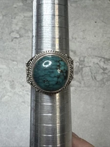 Vintage Southwest Sterling Silver Turquoise Ring Size 8.5 H98 - Imagen 1 de 14