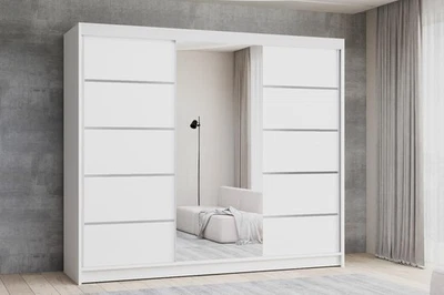 Schwebetürenschrank Breiten 100/120/150/180/200/250cm Kleiderschrank mit Spiegel - Bild 1 von 4