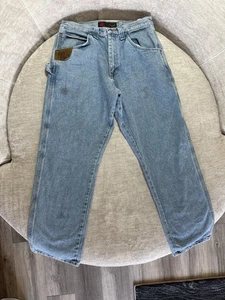 Pantalones de mezclilla Wrangler Riggs ropa de trabajo para hombre 33x32 azul claro carpintero Durashield 3W020VI - Imagen 1 de 14