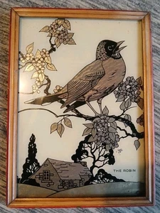 Vintage Art Decò Uccellino Il Pettirosso 7,5x10,5 - Foto 1 di 12