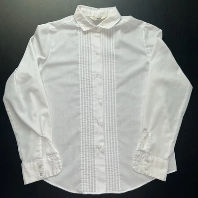 De colección Para Mujer Sears Fashion Place Blanco Plisado Delantero Manga Larga Abotonada 14 Foto 1 de 4