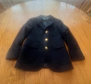 Polo Ralph Lauren Navy Wool Brass 3 Button Sport Coat Size 10 Boys Blazer VGUC - Picture 1 of 12
