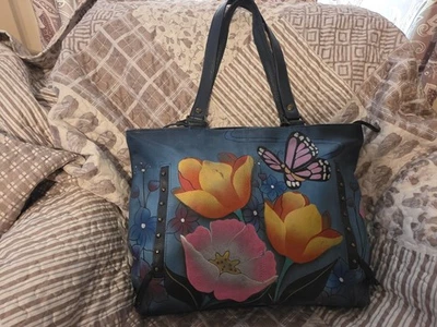 Bolsa de mão Anuschka pintada à mão com bolsa de moedas BOM! - Imagem 1 de 4