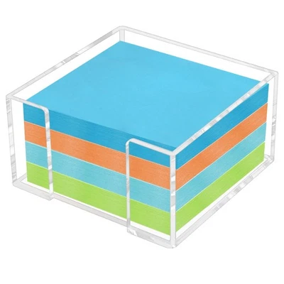 3x3 Inch Clear Acrylic Sticky Notepad Holder Dispenser for Dorm Room Office Desk - Image 1 of 4