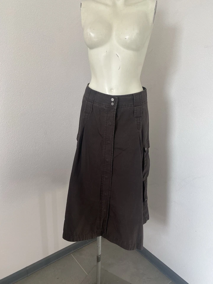 Юбка миди Mexx Cargo коричневая размер 8 трапециевидные карманы хлопок Dd25 - Изображение 1 из 4