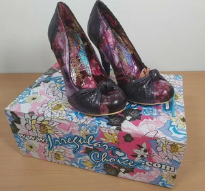 IRREGULAR CHOICE Smartie Pants Purple Floral High Heel Shoes Size EU 38 / UK 5 - Picture 1 of 12