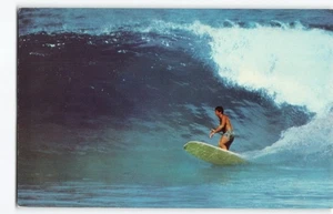 Surfen an der Nordküste Oahu in der Waimea Bay Chrom Postkarte Hawaii Surfer - HF - Bild 1 von 4