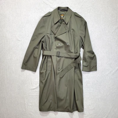 Винтажный Hart Schaffner Marx мужской плащ оливковый зеленый размер 46L классический - Изображение 1 из 4