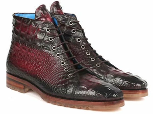 Paul Parkman Herren Bordeaux Kroko-Prägung Leder Stiefel (12811-BRD) - Bild 1 von 6
