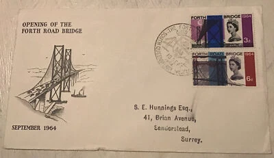 GB QEII 1964 Forth Road Bridge Ord FDC South Queensferry SHS Typed Add Cat £40 - Image 1 of 3
