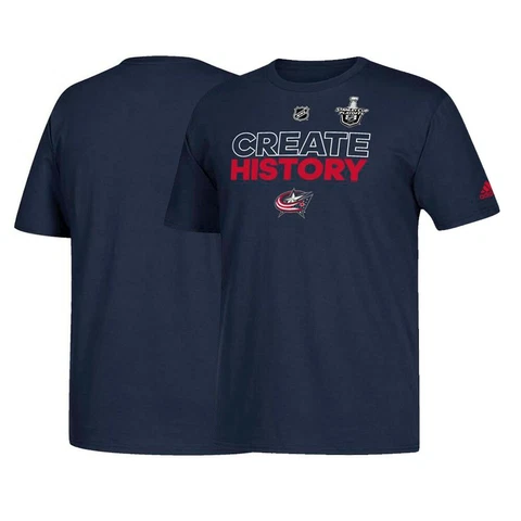 Columbus Blue Jackets NHL Adidas "Create History" Men's Navy Blue T-Shirt Cover