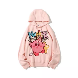 Kirby Star Women Pullover Sweatshirt Hoodie Sweater Printed Pink Loose Top Gift - Picture 1 of 11