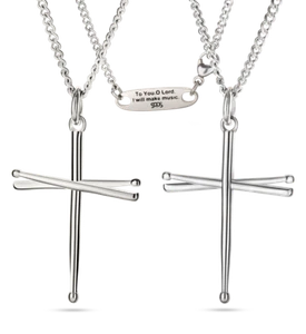 Damen Drum Sticks Kreuz Halskette - Psalm 101:1 - Bild 1 von 4