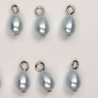 Japanese Baby Blue Pearl Acrylic Beads Tear Drop 5mm x 8mm w/Head Pin 6 pieces