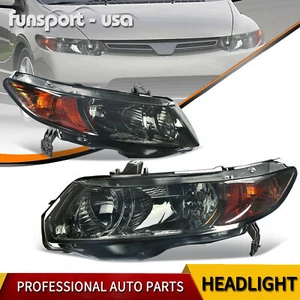 Smoke Black Housing Headlights For 2006-2011 Honda Civic 2Dr Coupe Headlamps - Picture 1 of 5