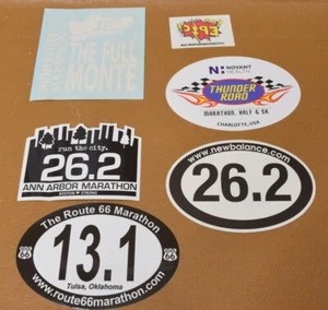 Lot of 5 Marathon Sticker Vinyl Decal Route 66 Running Race Jogging - Picture 1 of 5