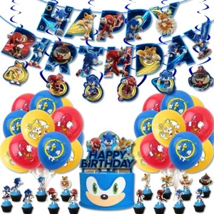 42pcs Sonic the Hedgehog Party Supplies Balloons Banners Cake Toppers Set - Picture 1 of 5