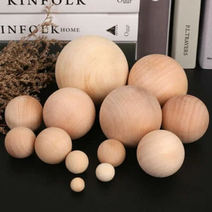 Wooden Balls Natural Craft Wood Ball Sphere Round Dia 6mm 8 10 12 15 18 20~90mm - Picture 1 of 2