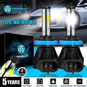 4-sides H11 LED Headlight Low Beam Bulbs Conversion kit 6500K White Super Bright - Picture 1 of 12