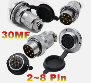 30MF Aviation Plugs Socket 2 3 4~ 8 Pin Metal Male Female Panel Cable Connector - Picture 1 of 16