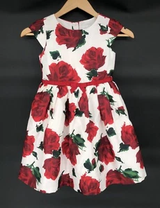 Dressed Up by Gymboree Red Rose Dress Girls 6 Button Detail Dance Church Easter - Picture 1 of 11
