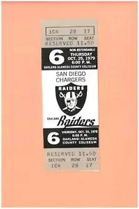 Dan Fouts Record 4 Straight 300 yd Games 1979 Ticket San Diego Chargers Raiders - Bild 1 von 2