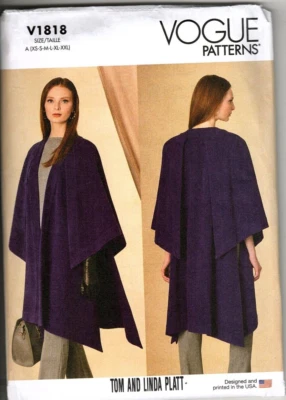 Vogue Patterns V1818 Misses XS to XXL Tom and Linda Platt Cape Sewing Pattern - Image 1 of 2
