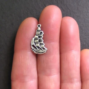 10 Großes Schiff Antik Silberfarben Charms - SC530 - Bild 1 von 2