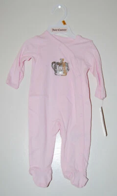 Новый с Ярлыками Juicy Couture младенца девочек розовый LS Crown логотип полная длина Детский комбинезон 0-3 М - Изображение 1 из 4