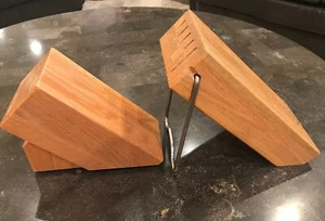 2 USED CUTCO WOOD OAK 13 SLOT TOTAL KNIFE BLOCK - Picture 1 of 12