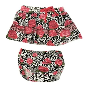 HURLEY GIRLS - SKIRT FLOWERS SZ 12 MONTHS - SET WITH DIAPER COVER ROSE RUFFLE - Picture 1 of 1