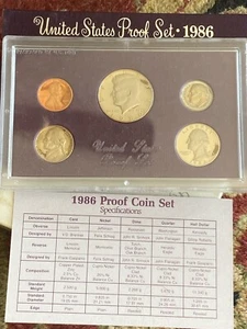 1986 - USA Polierte Platte Kursmünzensatz in ORIGINAL Münzbox mit COA - Bild 1 von 9