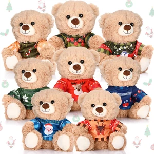 8 Pcs Christmas Plush Bear 10 Inch Stuffed Animal Bear Gift Bulk with Removable - Picture 1 of 7