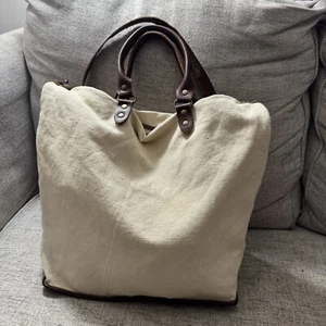 Bolso de Mano de Cuero de Vaca de Lona de Cuero de Gama Alta sin Marca con Detalles de Latón. - Imagen 1 de 6