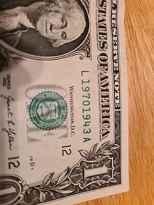 19701943. $1 FRN Fancy Double Date Serial Number. 1943-1970 - Bild 1 von 3
