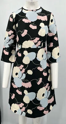 Marni ALTERED Black Floral Print Bell-Sleeve A-Line Dress sz 42 - Image 1 of 4