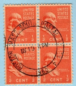 US Sc #803 Benjamin Franklin prexy 1/2¢ CANCEL BOSTON MASS SOUTH 1960 - Picture 1 of 1