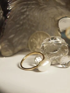 ANILLO PERLA BARROCA AGUA DULCE ORO AMARILLO 10K MHJ - Imagen 1 de 13